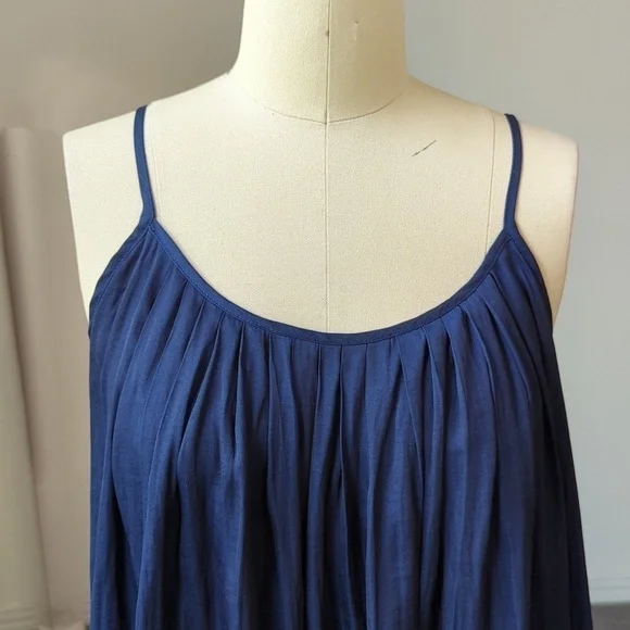 Gap Scoop Neck Satin Loose Fitting Tank Top Navy XS casual preppy summer - Picture 3 of 6